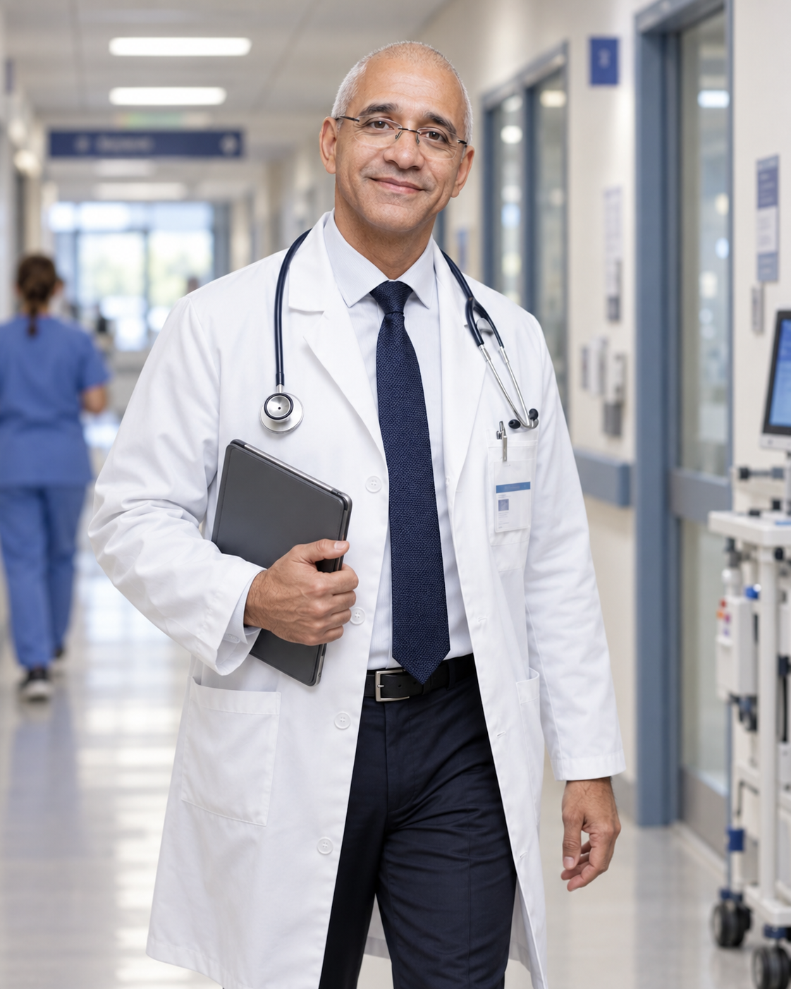 Dr. Alphonse Lubansu dans un couloir hospitalier