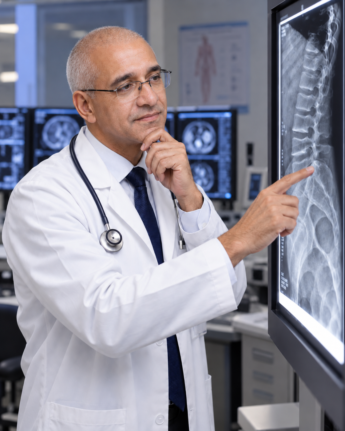 Dr. Alphonse Lubansu analysant une radiographie